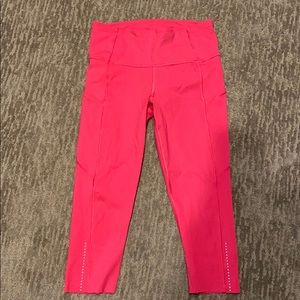 Lululemon Fast and Free Pink Crop Legging Size 6